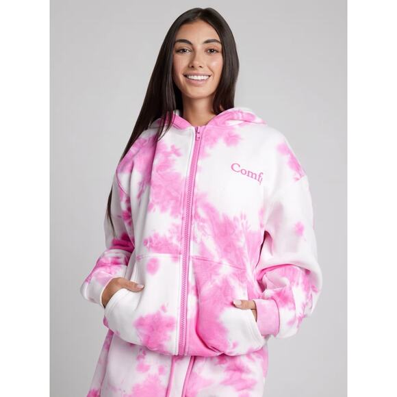 Comfrt Minimalist Zip Up Hoodie Tie Dye Large - Picture 1 of 5